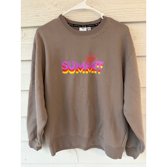 Puma x Lauren London “Summit” Graphic Crewneck Sweatshirt Brown Size Large - Picture 2 of 6